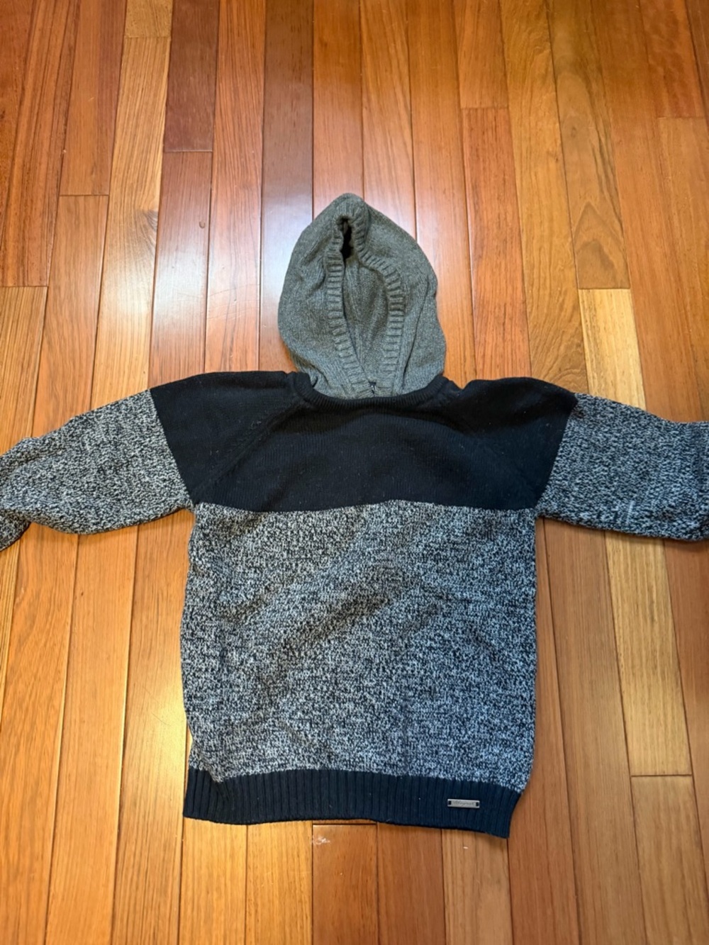 Kid's Gray and Black Hooded Sweater